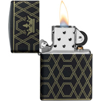 Zippo Windproof Lighter - Queen Of Bud Honeycomb Design Classic Black Finish | 46684 ,