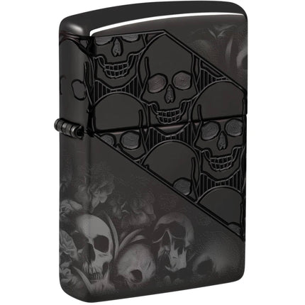 Zippo Windproof Pocket Lighter - Skull Collage Design Black Metallic Finish | 46751 ,