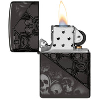 Zippo Windproof Pocket Lighter - Skull Collage Design Black Metallic Finish | 46751 ,
