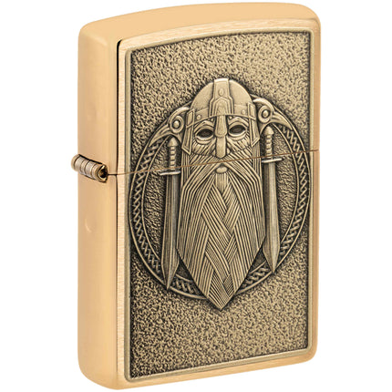Zippo Windproof Pocket Lighter - Odin Emblem Design Gold Brushed Brass Finish | 46856 ,