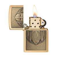 Zippo Windproof Pocket Lighter - Odin Emblem Design Gold Brushed Brass Finish | 46856 ,