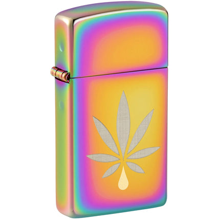 Zippo Windproof Pocket Lighter - Cannabis Leaf Design Multi Color Metal Finish | 48670 ,