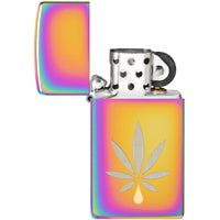 Zippo Windproof Pocket Lighter - Cannabis Leaf Design Multi Color Metal Finish | 48670 ,