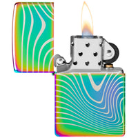 Zippo Windproof Lighter - Wavy Pattern Design Laser 360 Multicolor Metal | 48775 ,