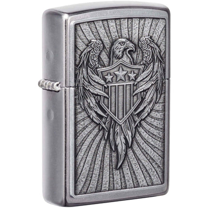 Zippo Windproof Lighter - Eagle Shield Emblem Design Chrome Metal | 49450 ,