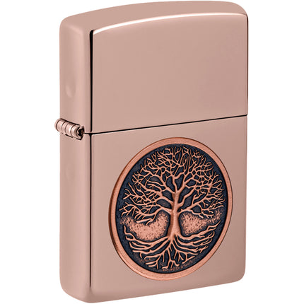 Zippo Windproof Lighter - Tree Of Life Emblem High Polish Rose Gold Metal | 49638 ,