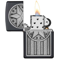 Zippo Windproof Lighter - American Metal Emblem Black Matte | 49639 ,