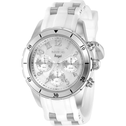 Invicta Women's Watch - Angel Quartz Chrono Silver Tone and White Dial Strap | 37347 ,