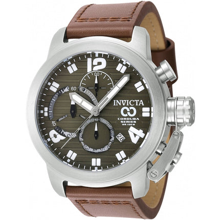 Invicta Men's Watch - Corduba Transparent and Green Dial Brown Leather Strap | 48952 ,