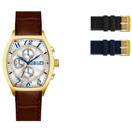 Invicta Men's Watch - Specialty Chronograph Silver Tone Dial Leather Strap | 49839 ,