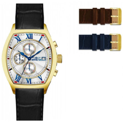 Invicta Men's Watch - Specialty Chrono Silver Tone Dial Black Leather Strap | 49840 ,