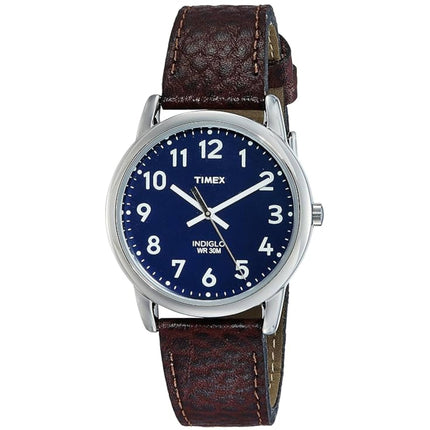 Timex Men's Watch - Easy Reader Silver Case Blue Dial Brown Leather Strap | T2P319 ,