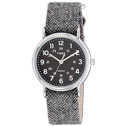 Timex Unisex Watch - Weekender Quartz Analog Black Dial Grey Fabric Strap | TW2P72000 ,