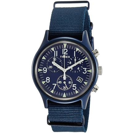 Timex Men's Watch - MK1 Quartz Chronograph Analog Blue Dial Nylon Strap | TW2R67600 ,
