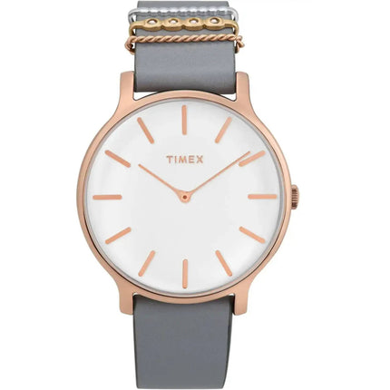 Timex Women's Watch - Transcend Quartz Rose Gold Case Grey Leather Strap | TW2T45400 ,