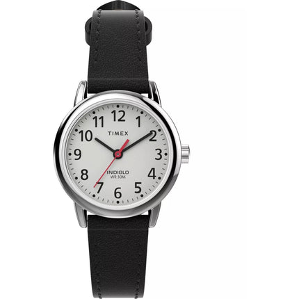 Timex Women's Watch - Quartz Easy Reader White Dial Black Leather Strap | TW2V75300 ,