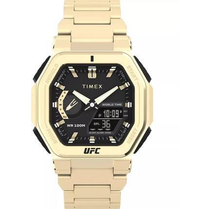 Timex Men's Watch - UFC Quartz Ana-digi Black Dial Yellow Gold Bracelet | TW2V84500 ,