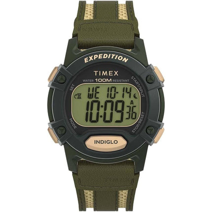 Timex Men's Watch - Expedition CAT5 Digital Dial Green Leather Strap | TW4B30300 ,