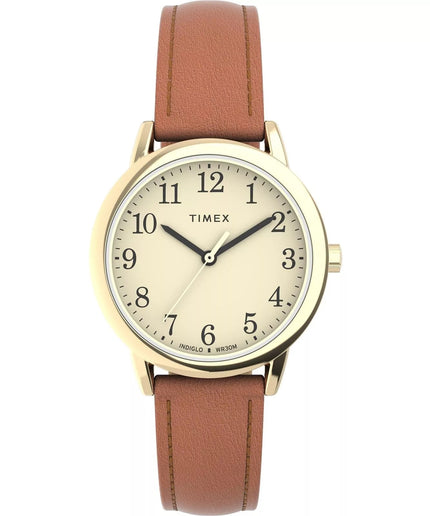 Timex Women's Watch - Easy Reader Quartz Beige Dial Brown Leather Strap | TW2V69200 ,