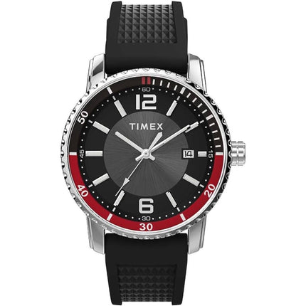 Timex Men's Watch - Trend Quartz Silver Case Black Dial Silicone Strap | TW2W60600 ,