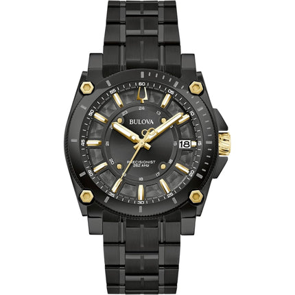 Bulova Men's Watch - Icon Quartz Precisionist Date Black Dial Steel Bracelet | 98B408 ,