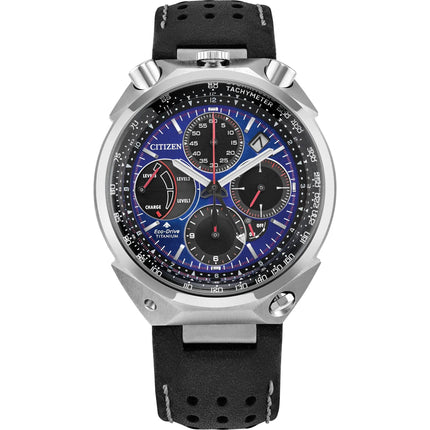 Citizen Men's Watch - Promaster Tsuno Racer Chrono Black Leather Strap | AV0088-01L ,