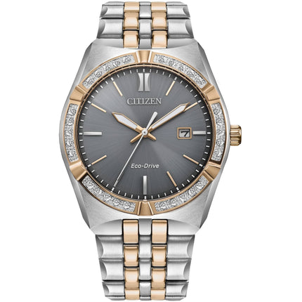 Citizen Men's Watch - Corso Eco-Drive Diamond Grey Dial Two Tone Bracelet | BM7646-55H ,