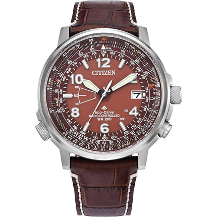 Citizen Men's Watch - Promaster Sky Eco-Drive Brown Dial Leather Strap | CB0248-01X ,