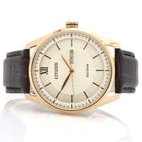 Citizen Men's Watch - Classic Eco-Drive Ivory Dial Brown Leather Strap | AW0082-01A ,