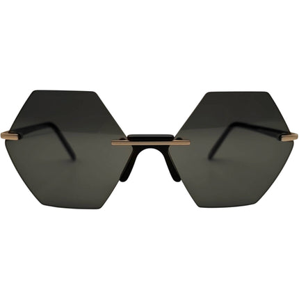Andy Wolf Women's Sunglasses - Black Metal Rimless Geometric Shape Frame | HENDRIX A ,