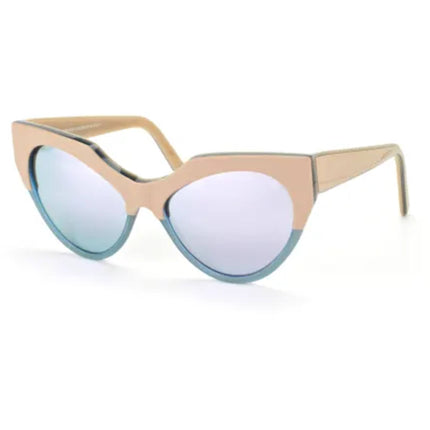 Andy Wolf Women's Sunglasses - Beige/Blue Acetate Full Rim Cat Eye Shape Frame | JOY C ,