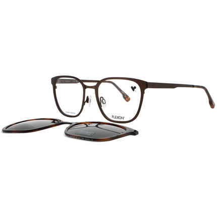 Flexon Men's Eyeglasses - Matte Brown Frame with Clip on Lens | FLX1005MAG SET 210 ,