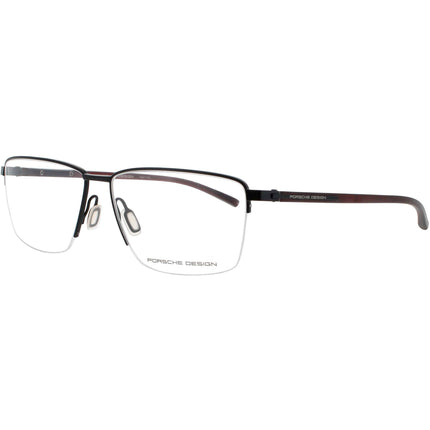 Porsche Design Men's Eyeglasses - Black/Brown Half Rim Rectangular Frame | P8399 59A ,