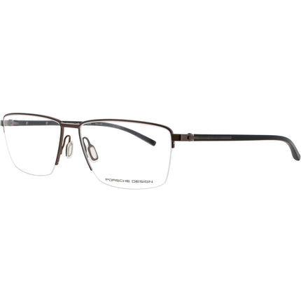 Porsche Design Men's Eyeglasses - Brown/Black Half Rim Rectangular Frame | P8399 59C ,