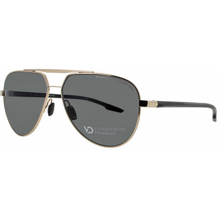 Porsche Design Men's Eyeglasses - Metal Gold/ Black Full Rim Aviator Frame | P8935 62B ,