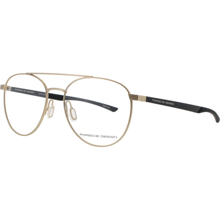 Porsche Design Unisex Eyeglasses - Metal Gold/Black Full Rim Aviator Frame | P8754 54B ,
