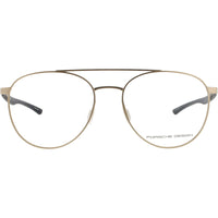 Porsche Design Unisex Eyeglasses - Metal Gold/Black Full Rim Aviator Frame | P8754 54B ,