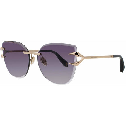 Roberto Cavalli Unisex Sunglasses - Metal Rose Gold Rimless Cat Eye Frame | SRC043 300 ,