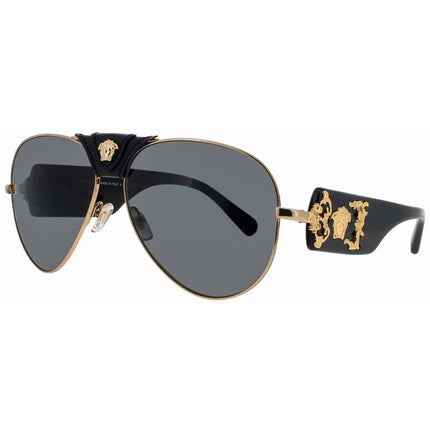 Versace Men's Sunglasses - Metal Gold/Black Full Rim Pilot Frame | 0VE2150Q 100287 ,