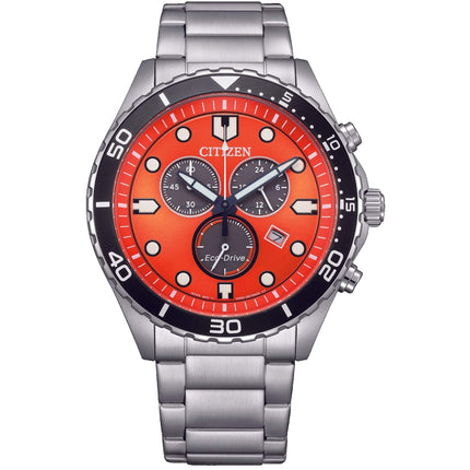 Citizen Men's Watch - Eco-Drive Orange Dial Stainless Steel Bracelet | AT2560-84X ,