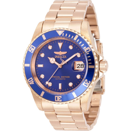 Invicta Men's Watch - Pro Diver Automatic Blue Dial Rose Gold Steel Bracelet | 30601 ,