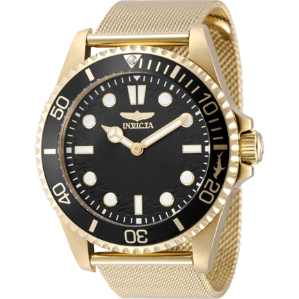 Invicta Men's Watch - Pro Diver Quartz Black Brass Dial Yellow Gold Bracelet | 49691 ,