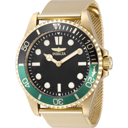 Invicta Men's Watch - Pro Diver Black Dial Yellow Gold Steel Mesh Bracelet | 49692 ,