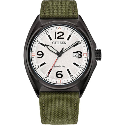 Citizen Men's Watch - Eco-Drive Black Case White Dial Green Strap | AW1575-16A ,