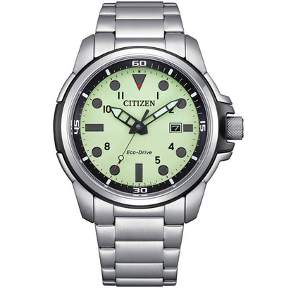 Citizen Men's Watch - Sea Land Eco-Drive Light Green Dial Bracelet | AW1800-89X ,