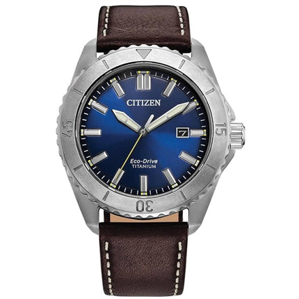 Citizen Men's Watch - Brycen Eco-Drive Blue Dial Brown Leather Strap | AW1840-09L ,