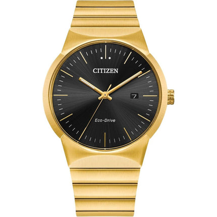 Citizen Men's Watch - Axiom Eco-Drive Black Dial Yellow Gold Bracelet | BM7582-56E ,