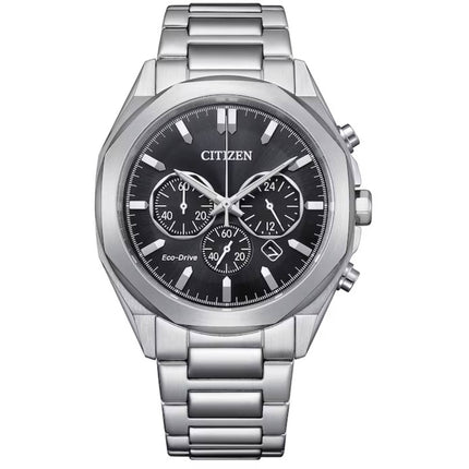 Citizen Men's Watch - Eco-Drive Chronograph Black Dial Steel Bracelet | CA4590-81E ,