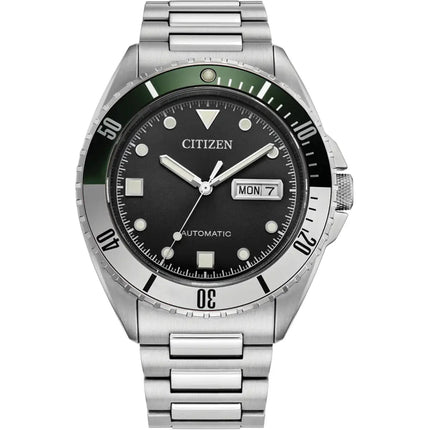 Citizen Men's Watch - Automatic Black Dial Silver Steel Bracelet Date-Day | NH7531-50E ,