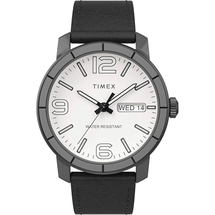 Timex Men's Watch - Mod 44 Quartz White Dial Black Leather Strap | TW2U304009J ,